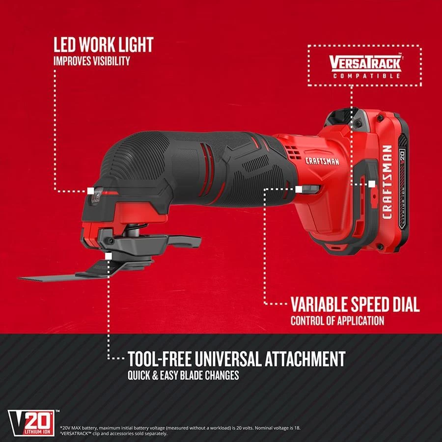 CRAFTSMAN 20-Volt MAX Lithium-Ion Cordless Oscillating Tool Kit 1 CRAFTSMAN 20-Volt MAX Lithium-Ion Cordless Oscillating Tool Kit