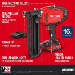 CRAFTSMAN 20 Max-Volt Finish Cordless Nailer With Battery 14 CRAFTSMAN 20 Max-Volt Finish Cordless Nailer With Battery -CRAFTSMAN shop 1045531 14207136
