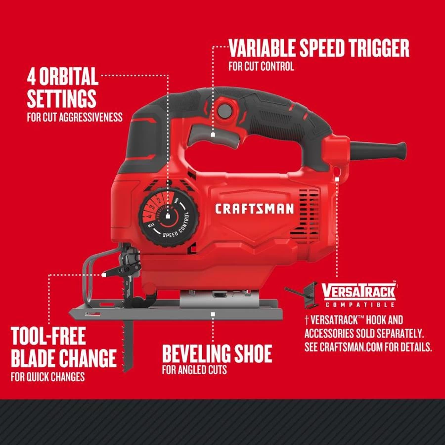 CRAFTSMAN 5 Amp Variable Speed Corded Jigsaw 6 CRAFTSMAN 5 Amp Variable Speed Corded Jigsaw - Image 6