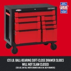 CRAFTSMAN 41" W X 37" H - 8 Drawer Steel Tool Cabinet (Red) -CRAFTSMAN shop 1048617 10062732