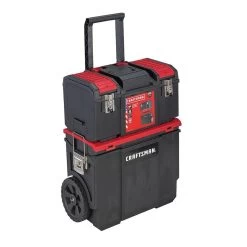CRAFTSMAN DIY 19-in Red Plastic Wheels Lockable Tool Box