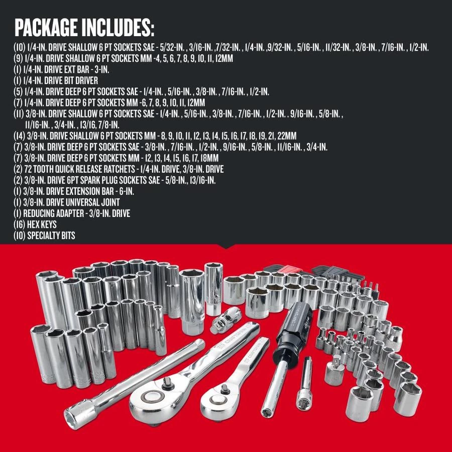CRAFTSMAN 105-Piece Standard (SAE) And Metric Mechanic's Tool Set With Hard 4 CRAFTSMAN 105-Piece Standard (SAE) And Metric Mechanic's Tool Set With Hard - Image 4