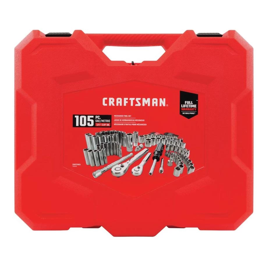CRAFTSMAN 105-Piece Standard (SAE) And Metric Mechanic's Tool Set With Hard 1 CRAFTSMAN 105-Piece Standard (SAE) And Metric Mechanic's Tool Set With Hard