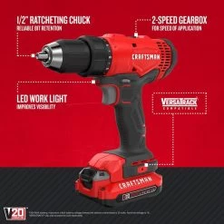 CRAFTSMAN 20-Volt Max 1/2-in Variable Speed Cordless Drill (2 -Batteries Included And Charger Included) -CRAFTSMAN shop 1056456 14265478
