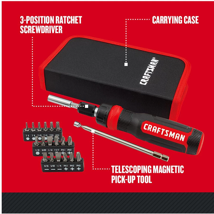 Craftsman 26-Piece Ratcheting Screwdriver Set - Multi-Bits 9 Craftsman 26-Piece Ratcheting Screwdriver Set - Multi-Bits - Image 9