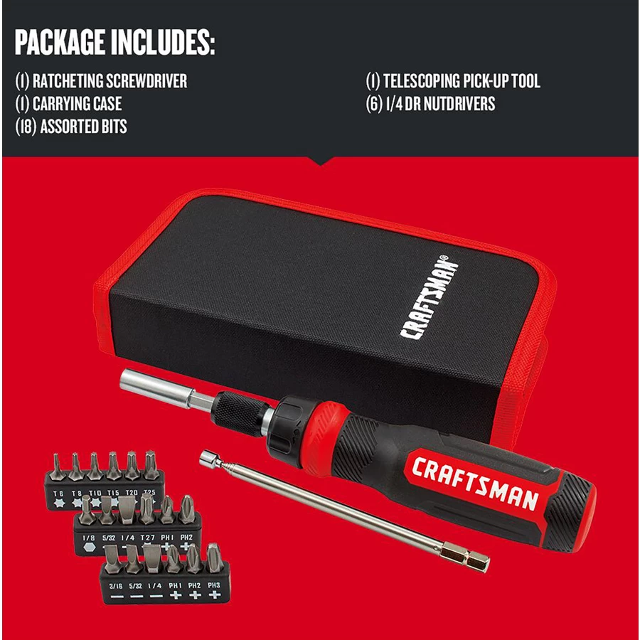 Craftsman 26-Piece Ratcheting Screwdriver Set - Multi-Bits 7 Craftsman 26-Piece Ratcheting Screwdriver Set - Multi-Bits - Image 7