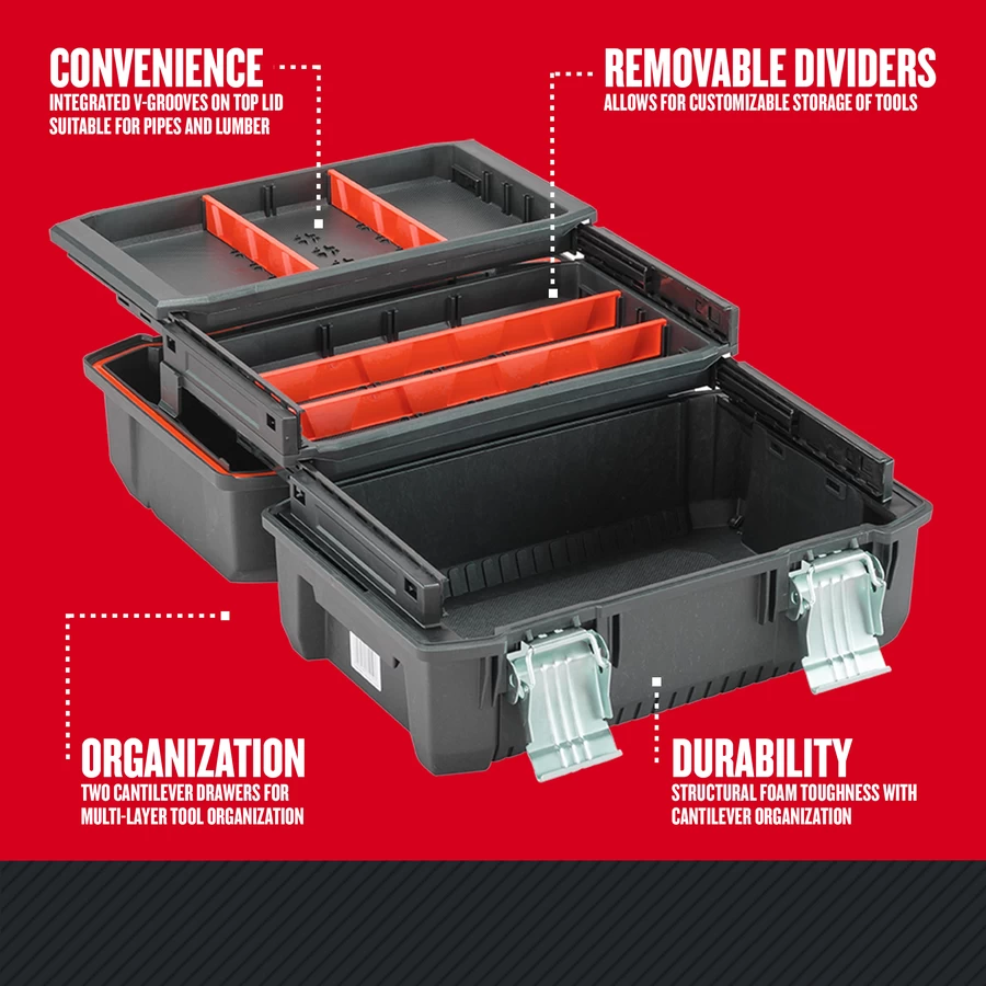 Craftsman 18-in Black Tool Box With Cantilever 2 Craftsman 18-in Black Tool Box With Cantilever - Image 2