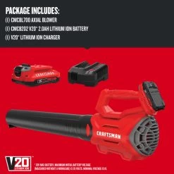 Craftsman Cordless Blower 20 V Lithium-Ion-340 Cfm 90 Mph - Battery And Charger Included 14 Craftsman Cordless Blower 20 V Lithium-Ion-340 Cfm 90 Mph - Battery And Charger Included -CRAFTSMAN shop 1424475 16874326