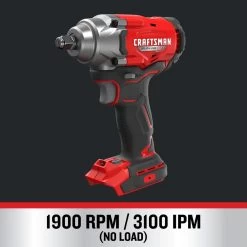 CRAFTSMAN V20 BRUSHLESS RP� Cordless 1/2 In Impact Wrench (Tool Only) -CRAFTSMAN shop 4889616 48074007