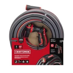 Craftsman Garden Hose With Nozzle - 75' X 5/8" - PVC/Resin - Black/Red