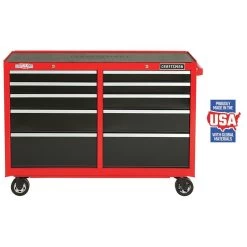 CRAFTSMAN 52-in W X 37.5-in H - 10 Drawer Steel Tool Cabinet (Red)